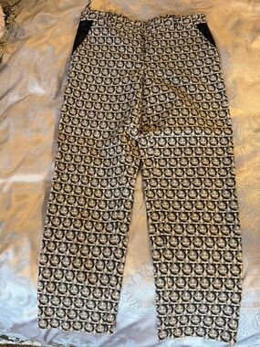 Salvatore Ferragamo Beige and Black Patterned Garment